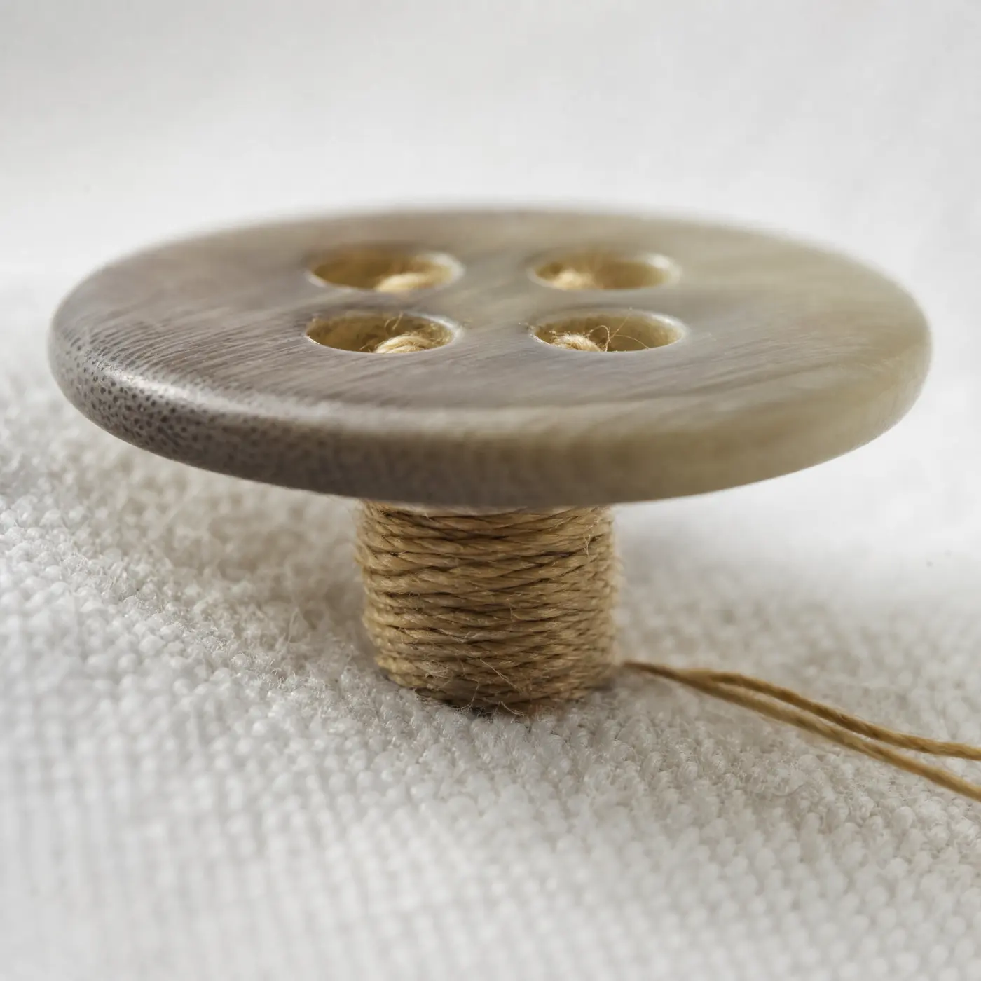 A button with thread wrapped underneath it forming a short stem.